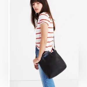 Madewell Leather zip top transport crossbody bag Medium Black